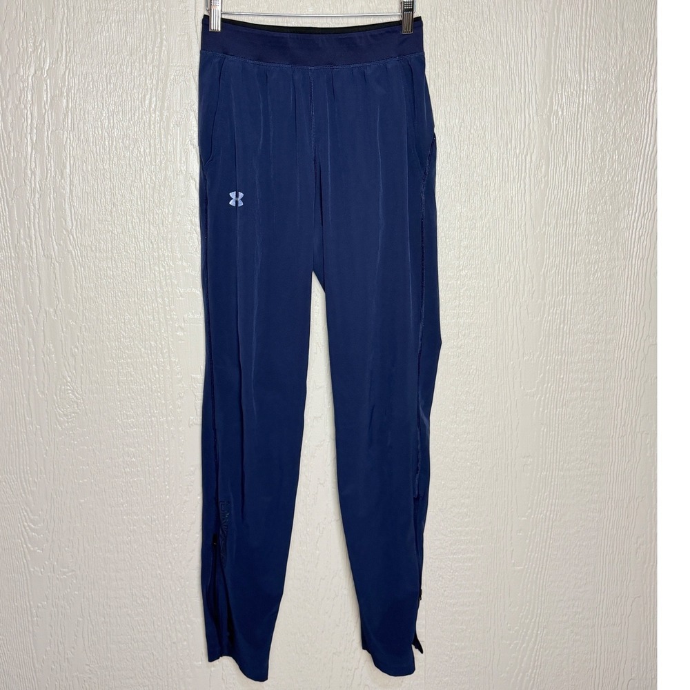 Under Armour Storm Navy Blue Tapered Jogger Pants Women Small Ankle Zip Running